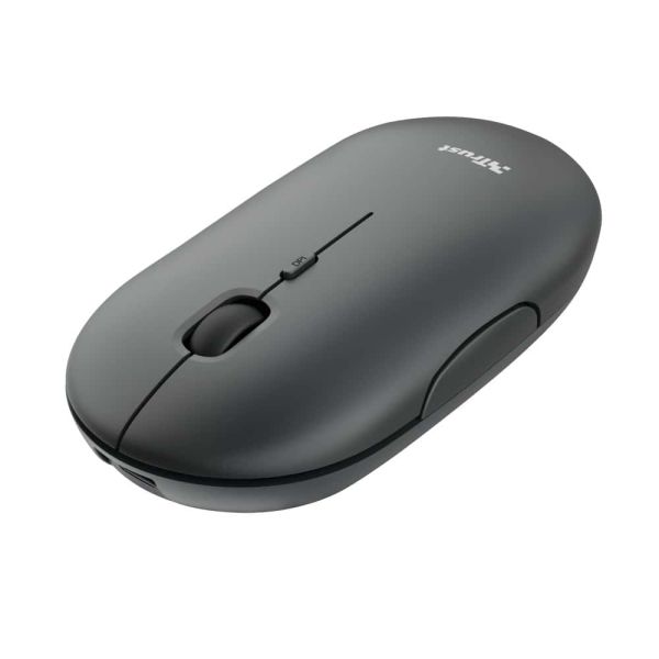 Trust Puck Draadloze Muis - Multi-device muis – USB en Bluetooth verbinding – 1600 DPI – Grijs (24059) Trust Puck Draadloze Muis - Multi-device muis – USB en Bluetooth verbinding – 1600 DPI – Grijs (24059)