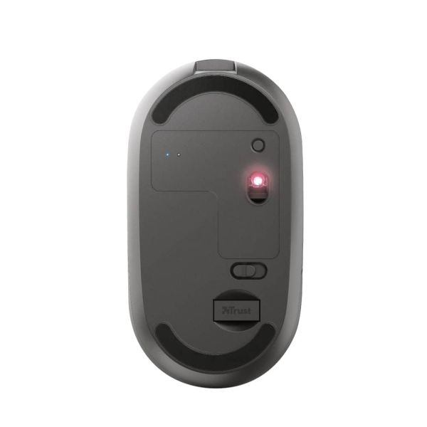 Trust Puck Draadloze Muis - Multi-device muis – USB en Bluetooth verbinding – 1600 DPI – Grijs (24059)
