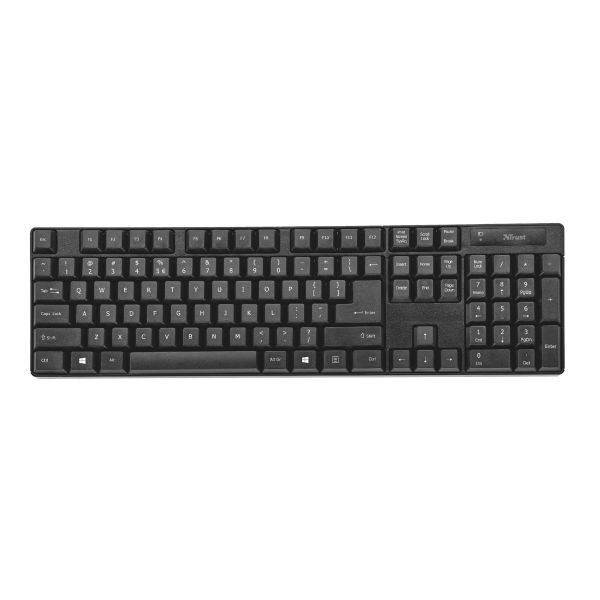 Trust Qoby toetsenbord Inclusief muis RF Draadloos QWERTY Scandinavisch Zwart (24107)