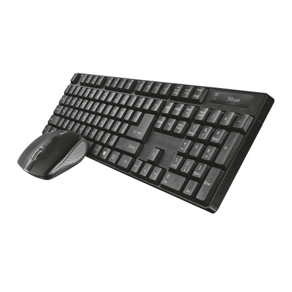 Trust Qoby toetsenbord Inclusief muis RF Draadloos QWERTY Scandinavisch Zwart (24107)