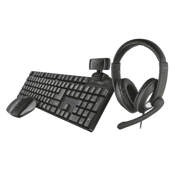 Trust Qoby toetsenbord Inclusief muis RF Draadloos QWERTY Scandinavisch Zwart (24107)