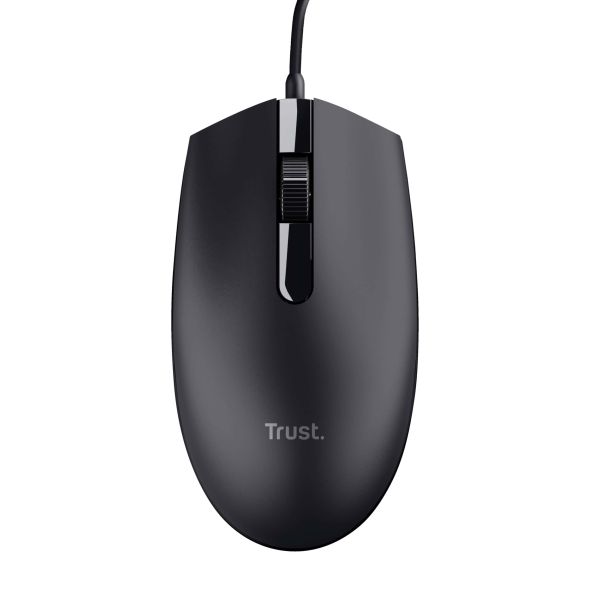 Trust Basi Bedrade Muis - Ambidextere muis – 3 knoppen – 1200 DPI – Zwart (24271)