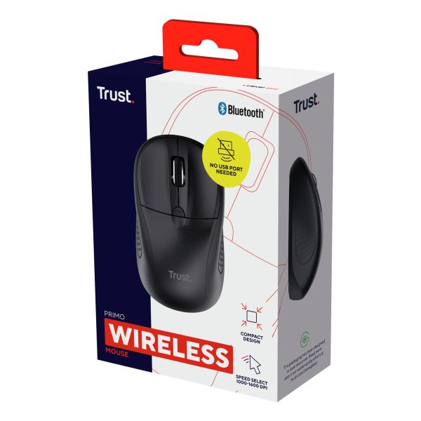 Trust Primo Bluetooth Muis - Compacte muis – Bluetooth verbinding – 1600 DPI – Zwart (24966)