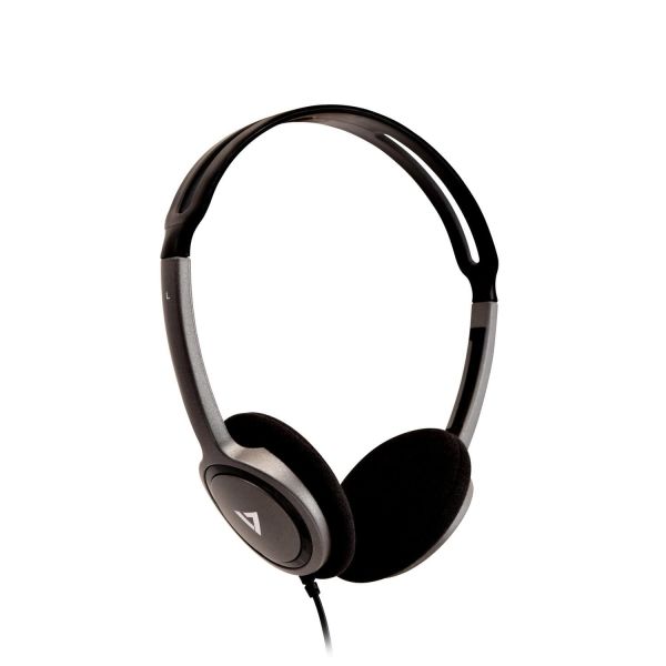 V7 HA310-2EP hoofdtelefoon/headset Hoofdtelefoons Bedraad Hoofdband Muziek Zwart, Zilver (HA310-2EP)