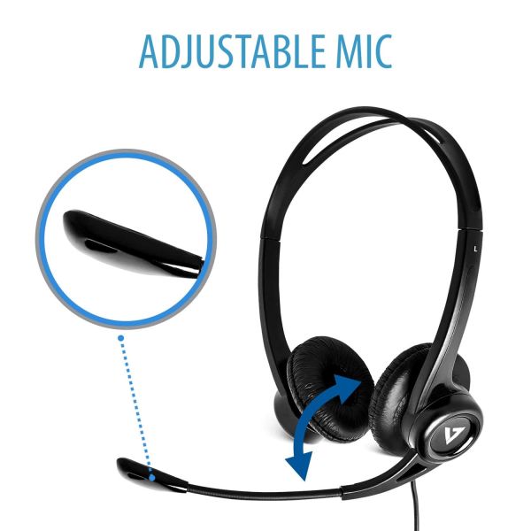 V7 HU311-2EP hoofdtelefoon/headset Bedraad Hoofdband Kantoor/callcenter USB Type-A Zwart (HU311-2EP)