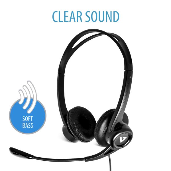 V7 HU311-2EP hoofdtelefoon/headset Bedraad Hoofdband Kantoor/callcenter USB Type-A Zwart (HU311-2EP)