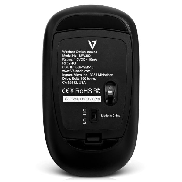 V7 MW200-1E muis Ambidextrous RF Draadloos Optisch 1600 DPI (MW200-1E)