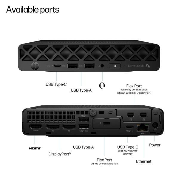 HP EliteDesk 8 G1a Next Gen AI Mini 998X9ET#ABU AMD Ryzen Al 7 350 32GB 1TB SSD Win 11 Pro Black (998X9ET)