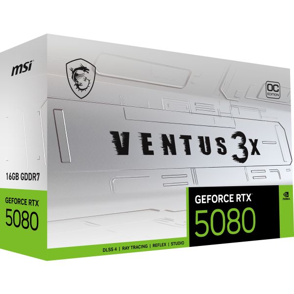 MSI VENTUS GEFORCE RTX 5080 16G 3X OC WHITE videokaart NVIDIA 16 GB GDDR7 (RTX 5080 16G VENTUS 3X OC WHITE)