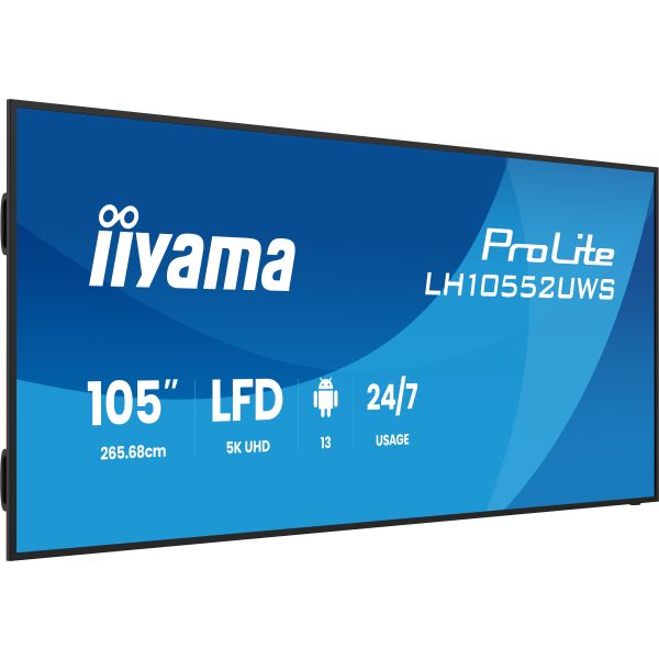 iiyama LH10552UWS-B1AG beeldkrant Kiosk-ontwerp 2,66 m (104.6") Wifi 500 cd/m² UltraWide 5K HD Type processor Android 24/7 (LH10552UWS-B1AG)