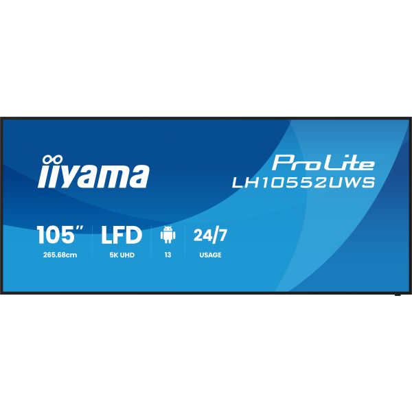 iiyama LH10552UWS-B1AG beeldkrant Kiosk-ontwerp 2,66 m (104.6") Wifi 500 cd/m² UltraWide 5K HD Type processor Android 24/7 (LH10552UWS-B1AG)