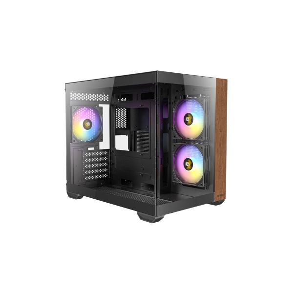 Antec MICRO-ATX CX600M WOOD RGB MINI TOWER Case with GLASS PANELS (BLACK) (0-761345-10138-7)