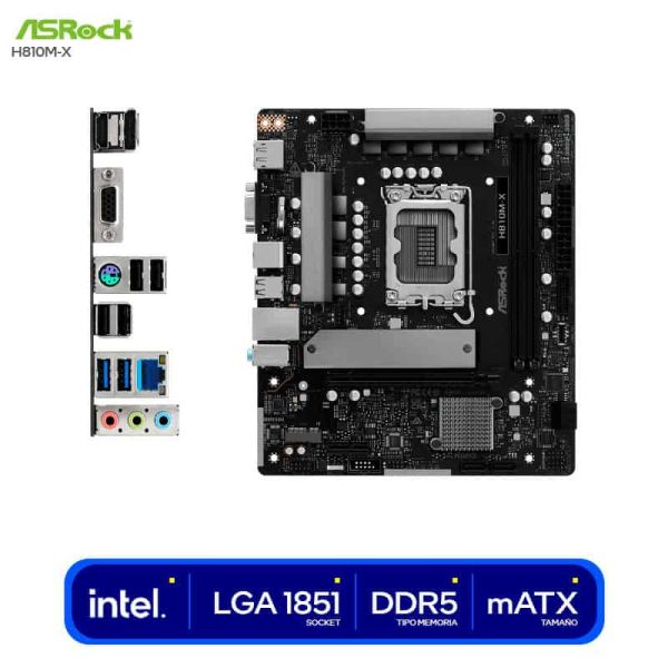 Asrock Micro ATX Motherboard Intel H810 LGA 1851 DDR5 (90-MXBS40-A0UAYZ)