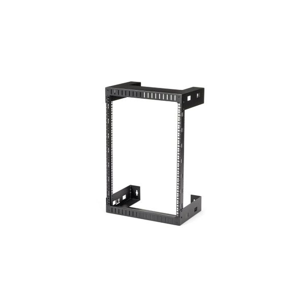 StarTech.com 2 Post 15U Heavy-Duty Wandmonteerbare Server Rack, 19" Open Frame Netwerk Rack, 30cm Diep, Data Rack voor IT/AV/Patchpaneel/Computer Apparatuur, Incl Kooimoeren en Schroeven (RK15WALLO)