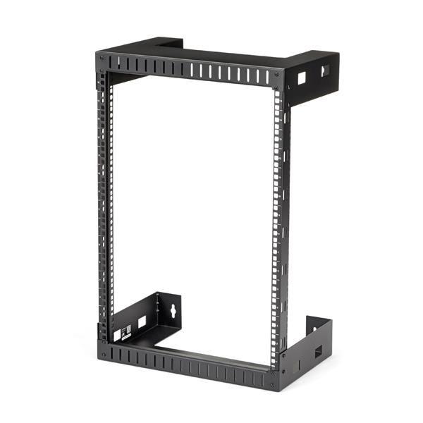 StarTech.com 2 Post 15U Heavy-Duty Wandmonteerbare Server Rack, 19" Open Frame Netwerk Rack, 30cm Diep, Data Rack voor IT/AV/Patchpaneel/Computer Apparatuur, Incl Kooimoeren en Schroeven (RK15WALLO)