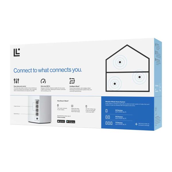 Linksys Atlas 6 Dual-band (2.4 GHz / 5 GHz) Wi-Fi 6 (802.11ax) Wit 3 Intern (MX2003-KE)