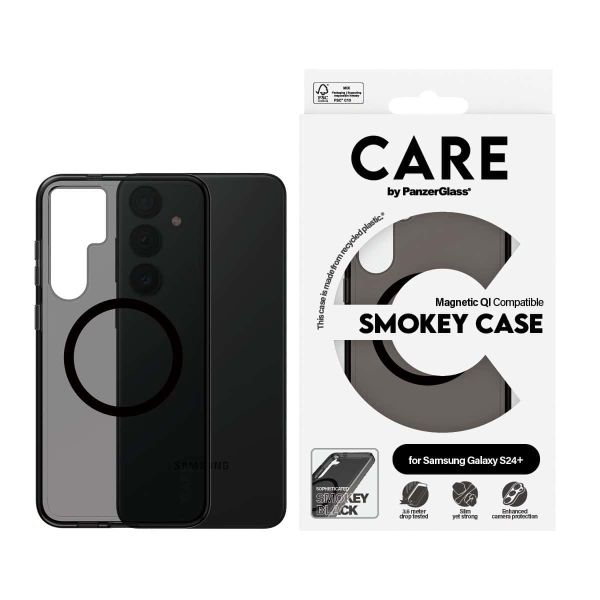 PanzerGlass CARE™ by ® Smokey Case w. Black Qi Compatible Samsung Galaxy S24+ mobiele telefoon behuizingen Hoes Zwart (1157)