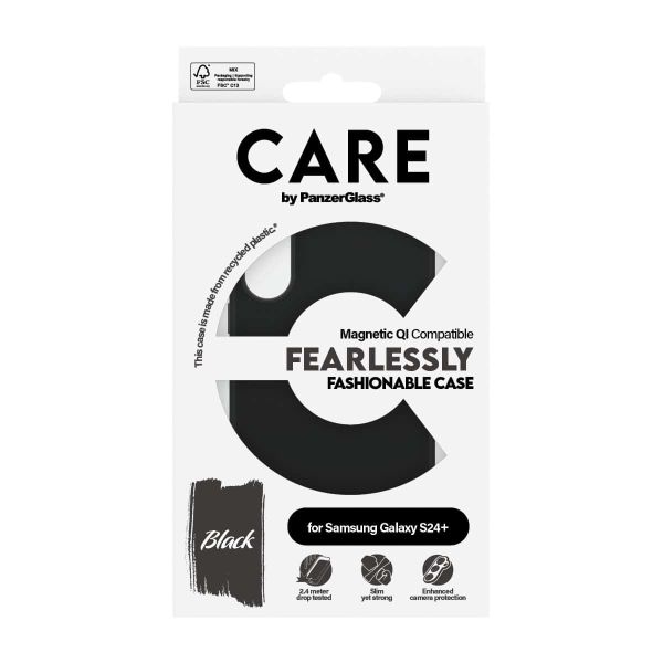 PanzerGlass CARE™ by ® Case Black w. Qi Compatible Samsung Galaxy S24+ mobiele telefoon behuizingen Hoes Zwart (1167)