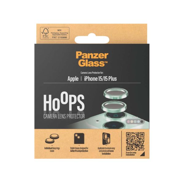 PanzerGlass ® Hoops® Camera Lens Protector Green iPhone 15 | 15 Plus Doorzichtige schermbeschermer Apple 1 stuk(s) (1191)