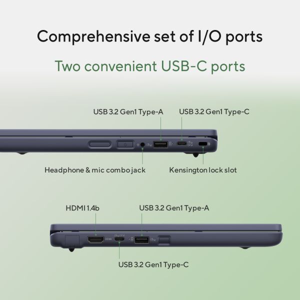 ASUS Chromebook CR11 CR1104CTA-N00066 Intel® N N150 29,5 cm (11.6") HD 4 GB LPDDR5-SDRAM 32 GB eMMC Wi-Fi 6 (802.11ax) ChromeOS US International Grijs (90NX08X1-M00240)