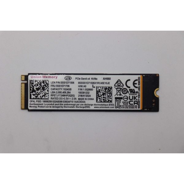 Lenovo SSD 1TB M.2 2280 PCIe 4x4 NVMe OPAL (5SS1D71706N) (5SS1D71706N)