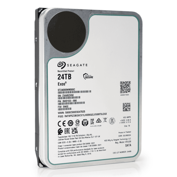 Seagate Exos ST24000NM000C 24TB 7.2K RPM SATA 6Gb/s 512e 3.5in Hard Drive (ST24000NM000C)