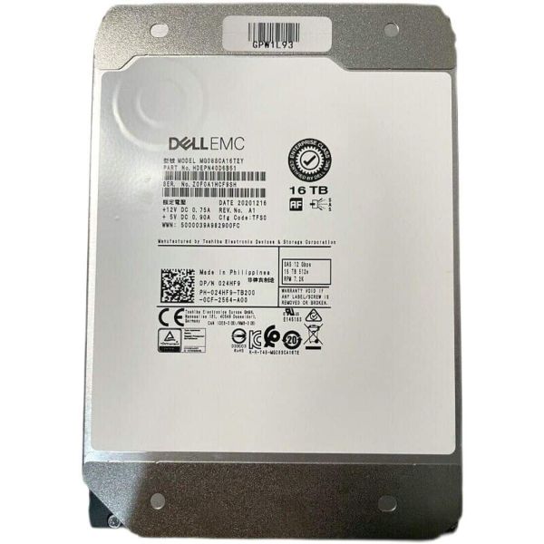Dell 16TB SAS 12Gb/s 7.2K RPM 3.5" Hard Drive (0HNHWC_DELLG14_NB_24)