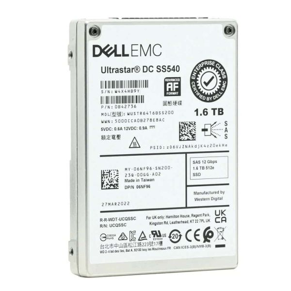 Dell Ultrastar DC SS540 6NF96 WUSTR6416BSS200 1.6TB SAS 12Gb/s 3DWPD Mixed Use 2.5in Solid State Drive (6NF96_NOTRAY)