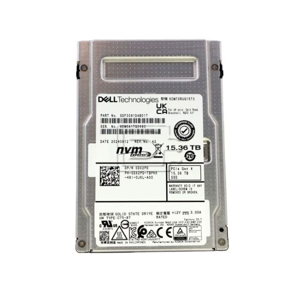 Dell G14 0DX2PD 15.36TB 1 DWPD PCIe Gen 4.0 x4 8GB/s Mixed Use U.2 NVMe 3D TLC 2.5in Solid State Drive (KCM7XRUG15T3-DELL_DELLG14)