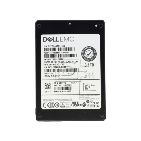 Dell G13 118033343 3.2TB 3 DWPD SAS 12Gb/s 3D TLC 2.5in Solid State Drive (MZILT3T2HALS-DELL_DELLG13)