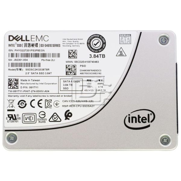 Dell G14 08D9K4 SSDSC2KG038T8R 3.84TB SATA 6Gb/s 3D TLC 3DWPD 2.5in Recertified Solid State Drive (SSDSC2KG038T8R-DELL_G14_MR_31)