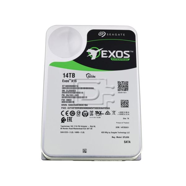 Dell Exos X16 ST14000NM001G 0N4F54 N4F54 14TB 7.2K RPM SATA 6Gb/s 3.5in Hard Drive (ST14000NM001G)