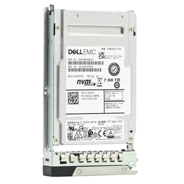 Dell G14 VD0JX KCM6XRUL7T68 7.68TB PCIe Gen 4.0 x4 8GB/s U.2 NVMe 1DWPD Read Intensive 2.5in Solid State Drive (VD0JX_G14)