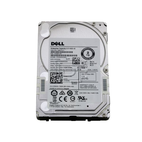 Dell ST2000NX0453 2TB 7.2K RPM SAS 12Gb/s 2.5 SED Hard Drive (Y6W8N-ST2000NX0453)