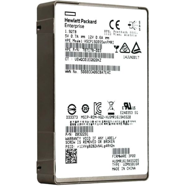 HP Ultrastar SSD1600MR HUSMR1619ASS205 787178-003 1.92TB SAS 12Gb/s 2.5in Solid State Drive (HUSMR1619ASS205)