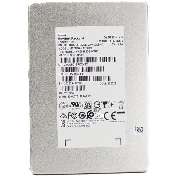 HP 5210 ION MTFDDAK1T9QDE-2AV1ZAB P23486-001 1.92TB SATA 6Gb/s 3D QLC 2.5in Solid State Drive (MTFDDAK1T9QDE)