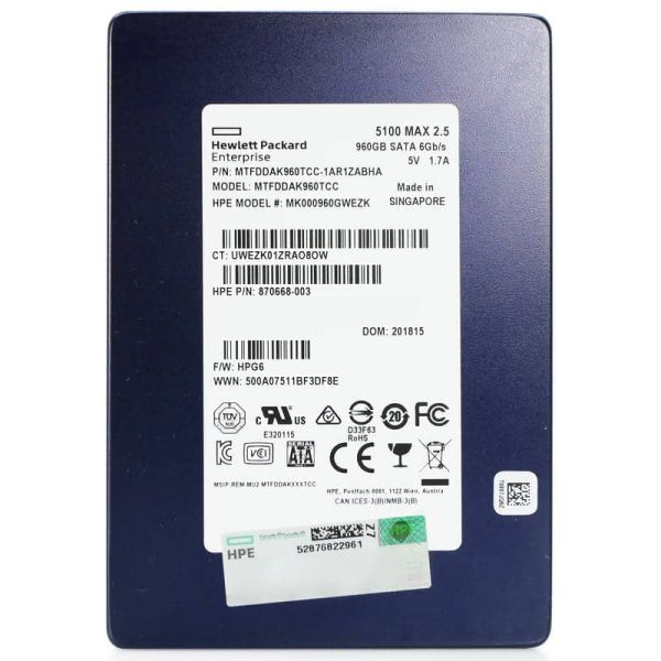 HP Generation 8 MK000960GWEZK 960GB SATA 6Gb/s 3D TLC 2.5in Solid State Drive (MTFDDAK960TCC)