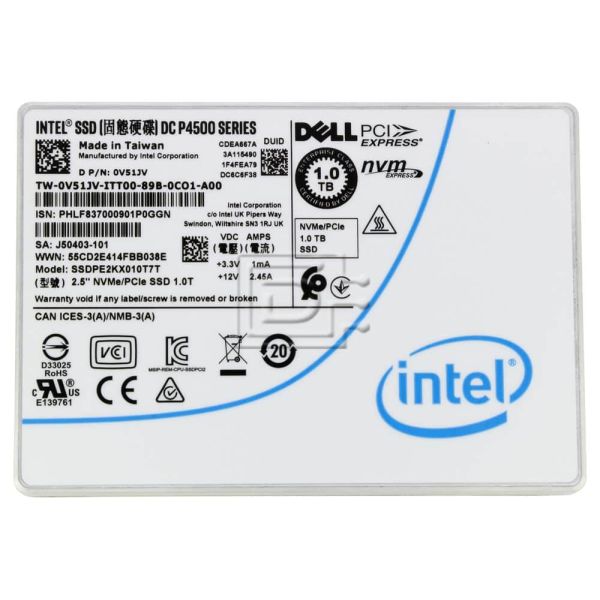 HP DC P4500 SSDPE2KX010T7P1 1TB PCIe Gen 3.1 x4 4GB/s 2.5in Solid State Drive (SSDPE2KX010T7P1HP)