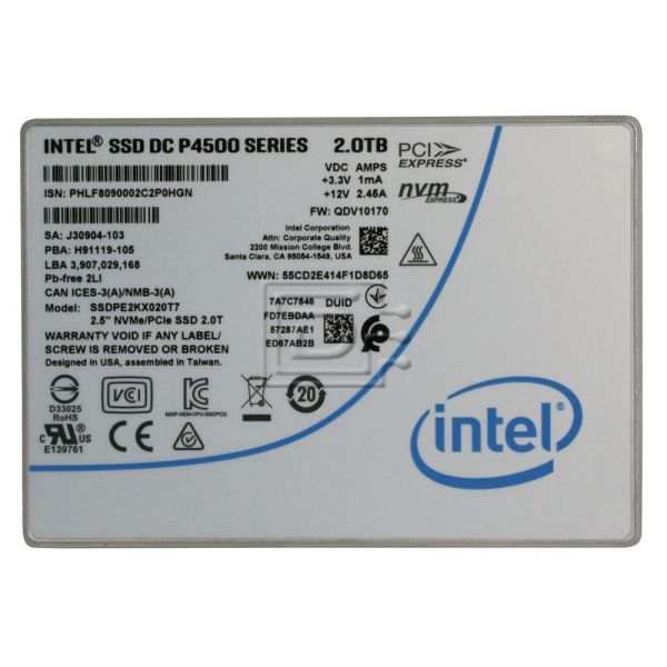 Intel DC S4500 2TB PCIe Gen 3.1 x4 (SSDPE2KX020T701)