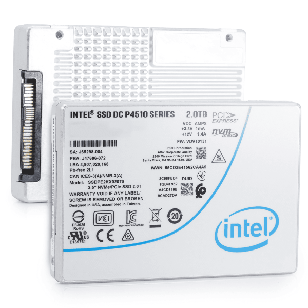 Intel P4510 SSDPE2KX020T8 2TB PCIe Gen 3.1 x4 4GB/s U.2 NVMe 2.5in Enterprise Solid State Drive (SSDPE2KX020T8)