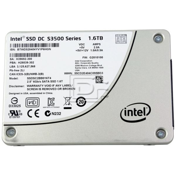 Intel DC S3500 SSDSC2BB016T401 1.6TB SATA 6Gb/s 2.5 Solid State Drive (SSDSC2BB016T401)
