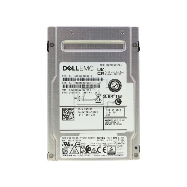 Kioxia PX05SRB384Y 3.84TB 1 DWPD SAS-3 12Gb/s Read Intensive MLC 2.5in Solid State Drive (0XCRDV)