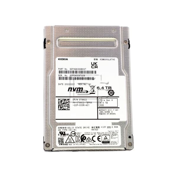 Kioxia CM6-V KCM6XVUL6T40 0T86C2 6.4TB 3 DWPD PCIe Gen 4.0 x4 U.3 8GB/s Mixed Use TLC 2.5in Enterprise Solid State Drive (KCM6XVUL6T40)
