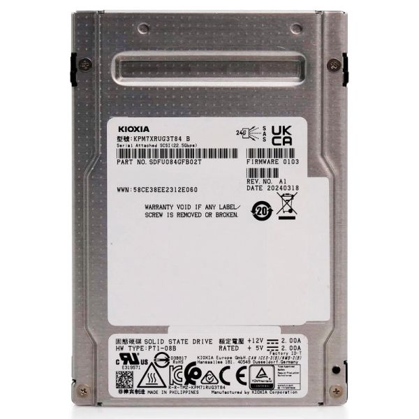 Kioxia PM7-R KPM7XRUG3T84 3.84TB 1DWPD SAS 24Gb/s 3D TLC 2.5in Solid State Drive (KPM7XRUG3T84)