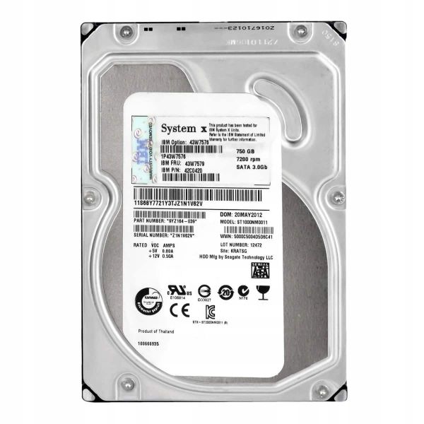 Lenovo IBM 43W7579 750GB 7.2K RPM SATA 3Gb/s 3.5 Hard Drive (43W7579)