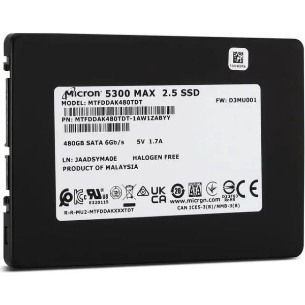 Micron 5300 MAX MTFDDAK480TDT-1AW1ZAB 480GB SATA 6Gb/s 2.5in Solid State Drive (MTFDDAK480TDT)