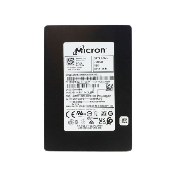 Micron 5300 Pro MTFDDAK7T6TDS-1AW15AB 7.68TB SATA 6Gb/s 2.5in Refurbished SSD (MTFDDAK7T6TDS-REF)