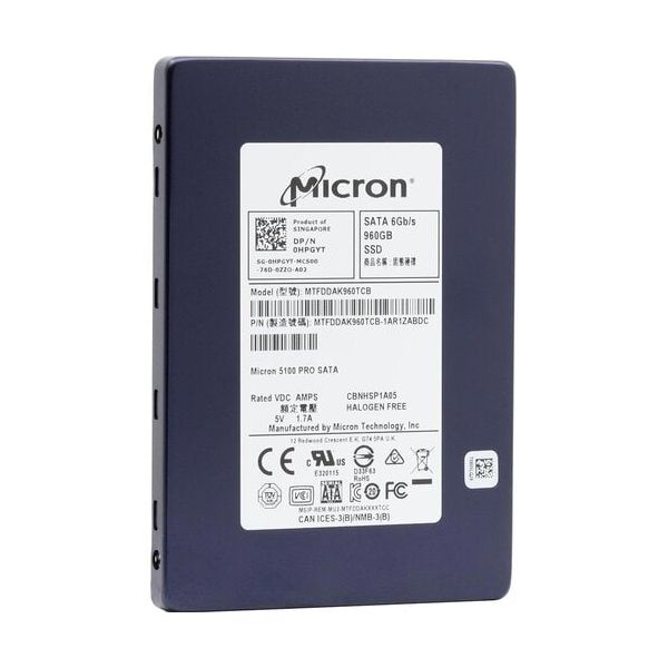 Micron 5100 PRO MTFDDAK960TCB HPGYT 960GB SATA 6Gb/s 3D TLC 2.5in Solid State Drive (MTFDDAK960TCB)