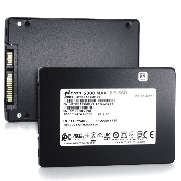 Micron 5300 MAX MTFDDAK960TDT 1AW1ZABYY 960GB SATA 6Gb/s 3D TLC 5DWPD 2.5in Enterprise Solid State Drive (MTFDDAK960TDT)