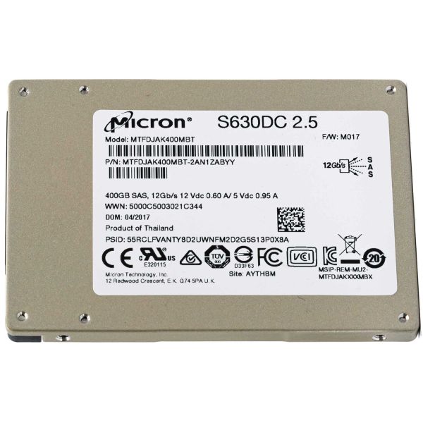 Micron S630DC MTFDJAK400MBT 400GB SAS 12Gb/s 2.5 Solid State Drive (S630DC-MTFDJAK400MBT)
